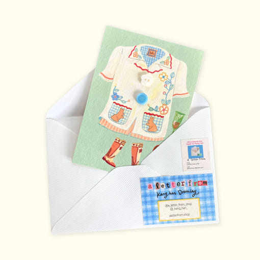 韩国正品a letter from 刺绣衬衫纽扣留言写信折叠卡片信封套装