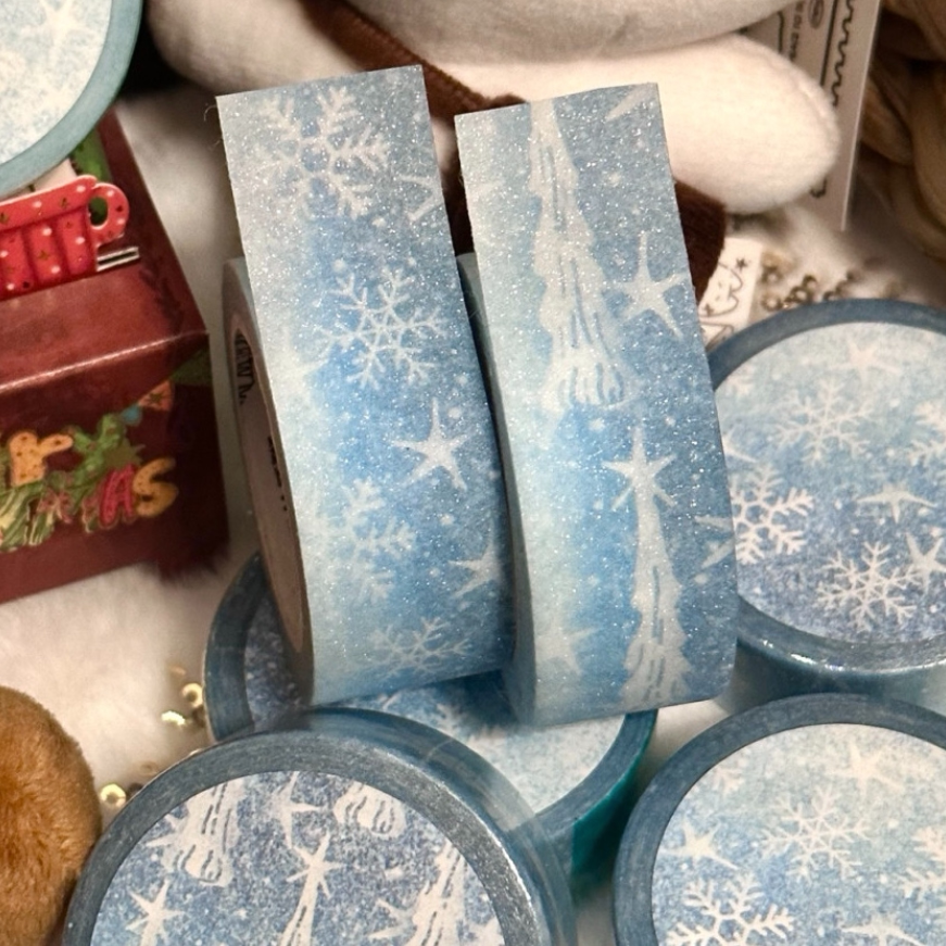 韩国正品mewmewbeam 圣诞美纹手帐日记装饰金葱亮片胶带Christmas