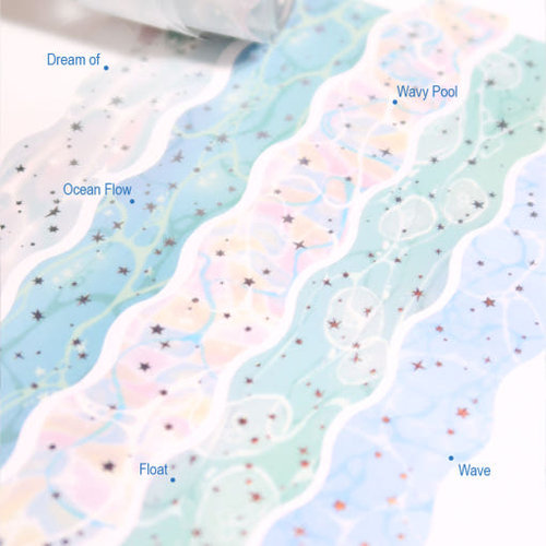 韩国正品st2krs 美纹手帐日记装饰模切全息闪光胶带Flow v.2 MT