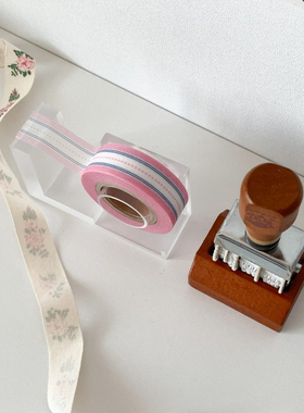 韩国正品popo factory美纹花纹手帐纸质胶带Simple Line Pink15mm