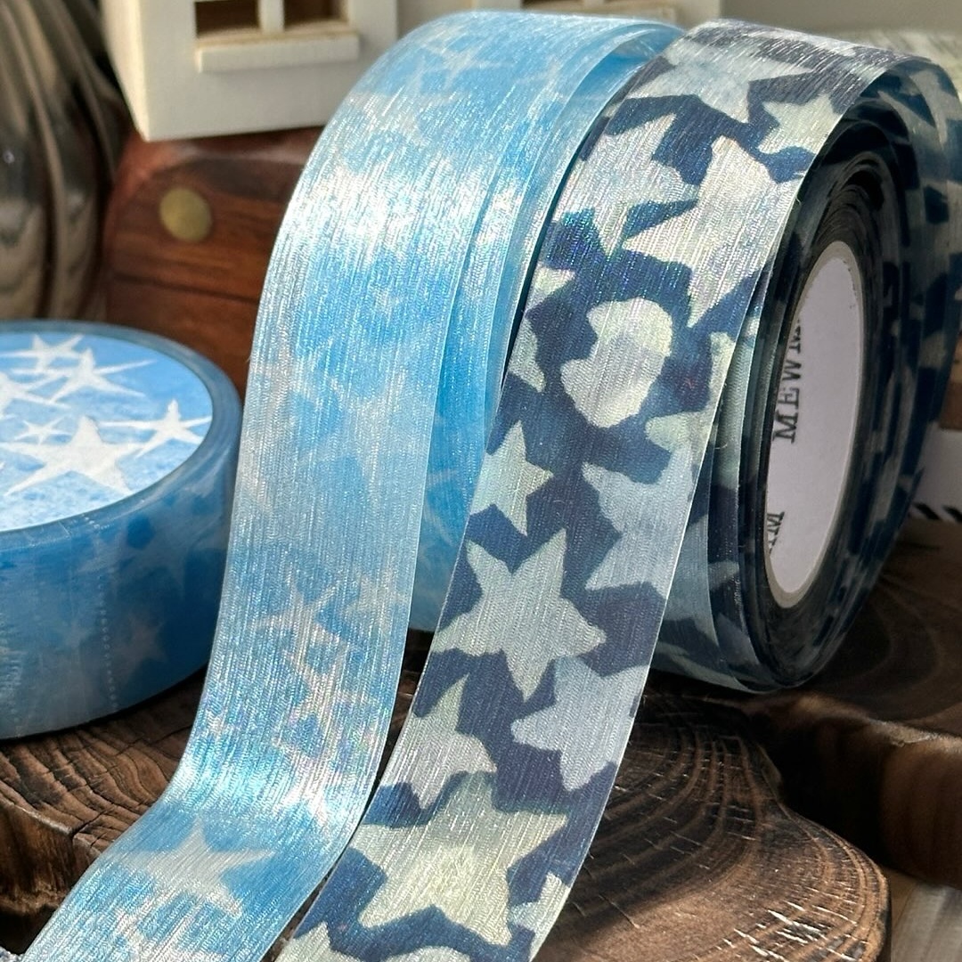 韩国正品mewmewbeam 五角星美纹花纹手帐装饰金葱闪光胶带 星星