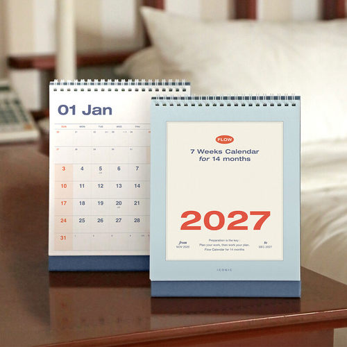 韩国正品iconic 2027年桌面台历日历日程备忘记事月历经典款FLOW