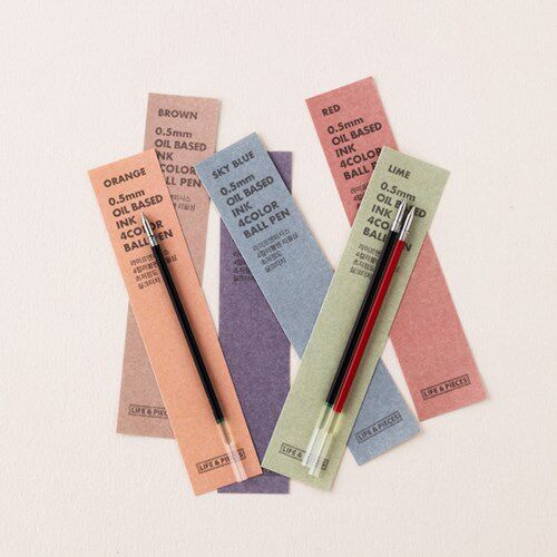 한국  라이브워크 0.5MM 4색 볼펜 컬러 유성펜 4색 펜 교체 리필 리필