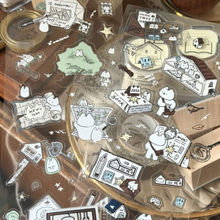 韩国正品mewmewbeam复古日常咕卡手账日记装饰PET透明贴纸My year