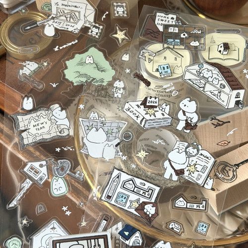 韩国正品mewmewbeam复古日常咕卡手账日记装饰PET透明贴纸My year