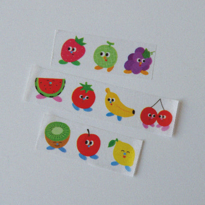 韩国正品fruitfries 卡通水果装饰贴纸圆圆美纹花纹手帐纸质胶带