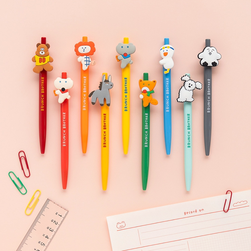 韩国正品romane 可爱卡通BB按动黑色0.4mm中性笔水笔gelpen v.3