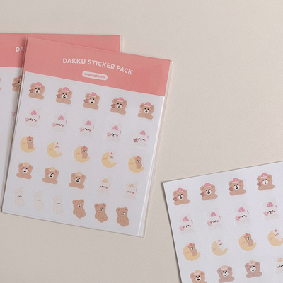 韩国正品malling booth 兔子小熊手帐装饰贴纸日记伴侣3张dakku