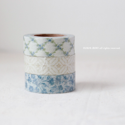 韩国正品Boki复古花朵蕾丝格子美纹花纹手帐装饰纸质胶带15mm系列