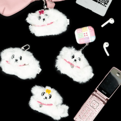 韩国正品Lucalab 快乐小狗毛绒公仔玩偶钥匙扣挂件