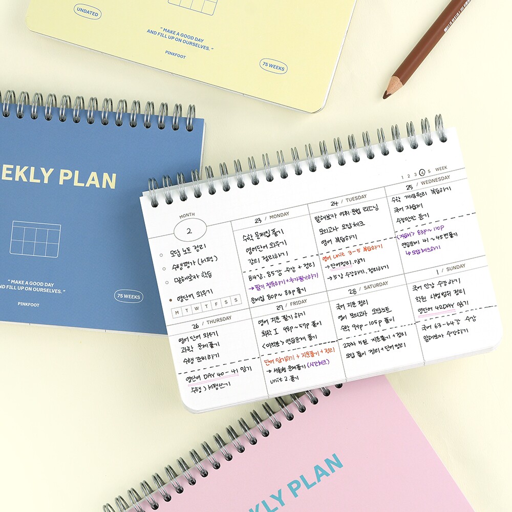 韩国正品pinkfoot 75周手账笔记周计划本记事本网格本WEEKLY PLAN