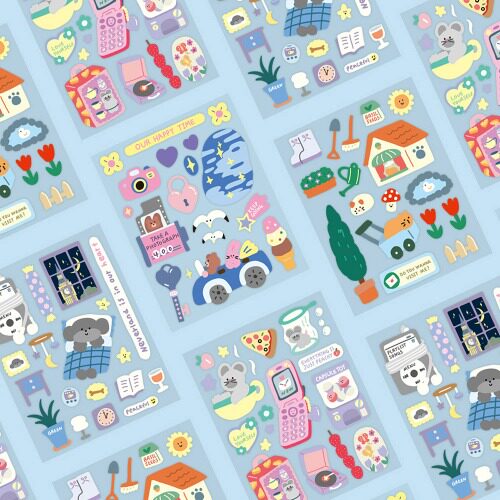韩国正品7321 手帐数码装饰卡通可移贴纸N次贴4张ggu sticker v.7