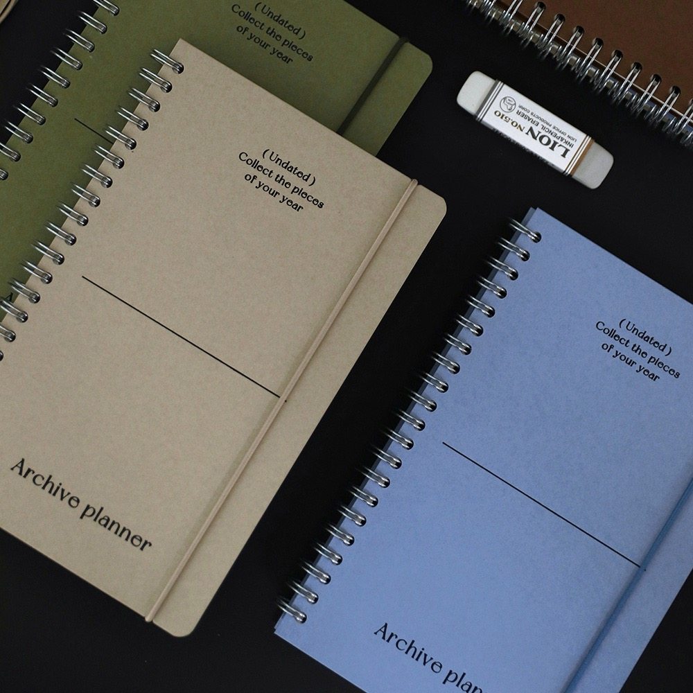 韩国正品Paperian 档案记录线圈绑带月周计划本线条网格本planner