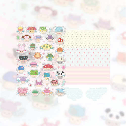 韩国正品st2krs咕卡手账日记装饰贴纸标签便签贴2张Silly Shrooms