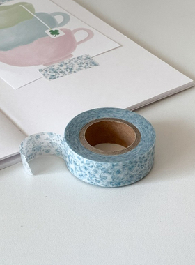 韩国正品popo factory美纹花纹手帐装饰贴纸质胶带Mist Blue 15mm