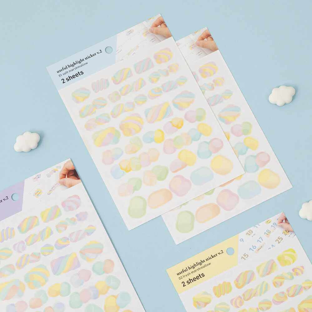 韩国正品by.fulldesign 重点提示高亮 棉花糖透明标注装饰贴纸v.2