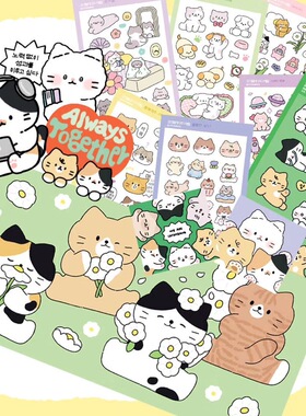 韩国正品cat dabang 可爱卡通猫咪装饰贴纸手帐日记伴侣1张