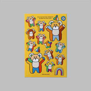 韩国正品Circusboyband 可爱小熊手帐日记装饰贴纸Sticker M 02