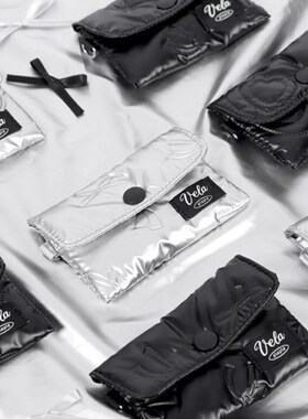 韩国正品Pleple 时尚设计面料简约卡夹卡包迷你挂扣装饰收纳小包