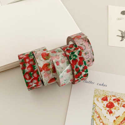 韩国正品popo factory 美纹花纹咕卡贴手帐装饰纸质胶带 复古草莓