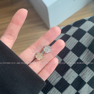 晓梦金属衬衫纽扣幸运花钻扣女雪纺针织开衫小香毛衣风衣金色钮扣