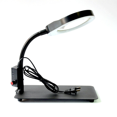 PDOK手机维修用老人阅读高清10倍夹台式放大镜带LED台灯