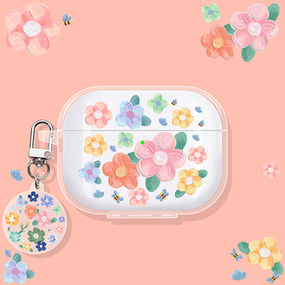 油画花朵适用OPPO蓝牙耳机保护套