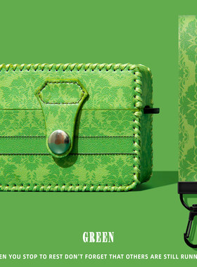 适用airpodspro3保护套airpods4保护壳pro2苹果蓝牙耳机套盒一体式4四代绿色连体airpod皮质ipod软壳pro3三代