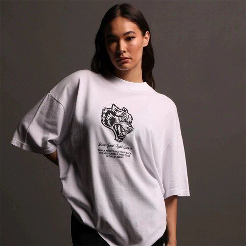 欧美纯棉宽松狼头健身服