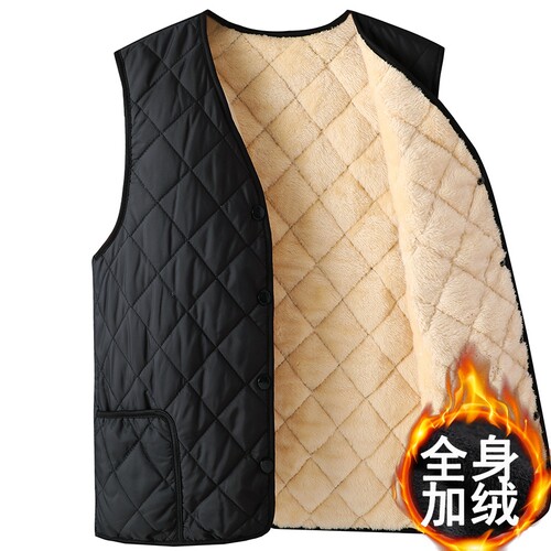 大码确定纽扣加绒马甲