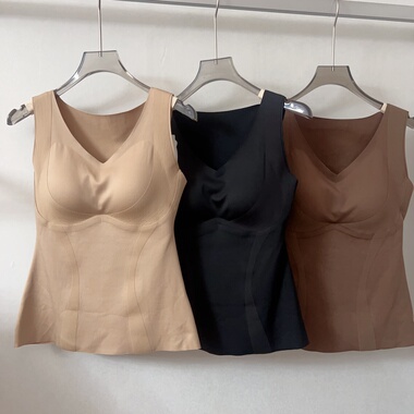 蜜蜜托提拉暖王秋冬新女保暖背心M09固定一体杯上托侧收弹力磨毛