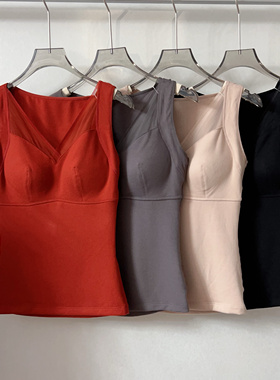 有多美2024秋冬新款升级女士免穿文胸保暖背心60588暖糯显瘦打底