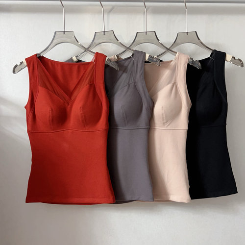 有多美2024秋冬新款升级女士免穿文胸保暖背心60588暖糯显瘦打底