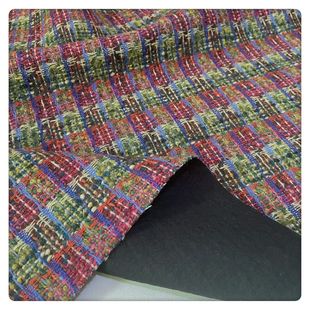 复古彩色系格子反面加衬编织含毛粗花呢小香风外套裙子秋冬布料