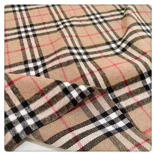 布料 外套裙子马甲套装 经典 英伦风卡其格子羊毛呢混纺毛料面料