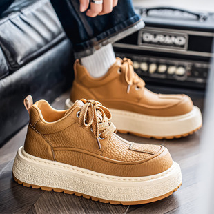 男鞋冬季2026新款复古百搭运动休闲德比鞋高帮厚底大头马丁靴皮鞋