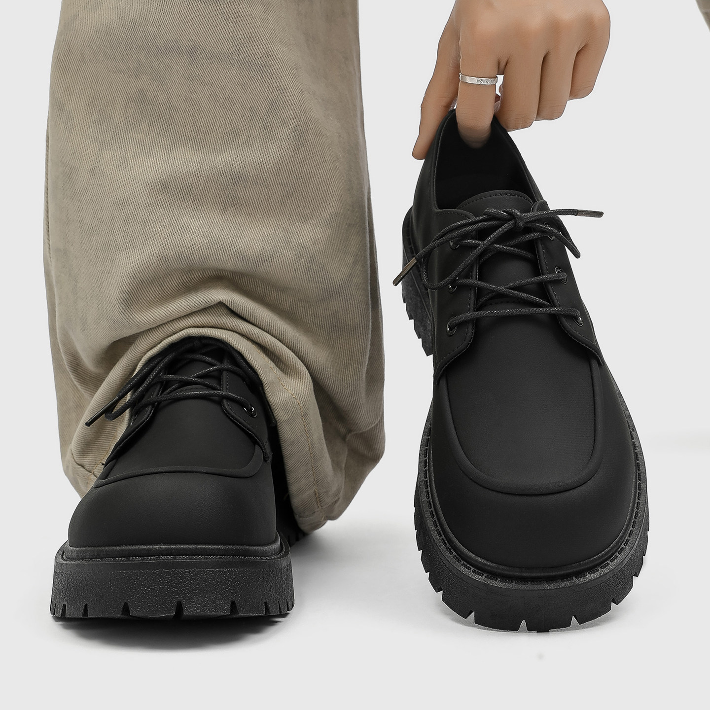 男鞋2026新款春季复古厚底增高大头德比皮鞋耐磨防滑工装马丁潮鞋