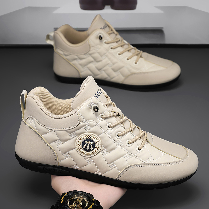 男鞋2025年新款春季皮面防水运动休闲懒人一脚蹬高帮轻便百搭潮鞋