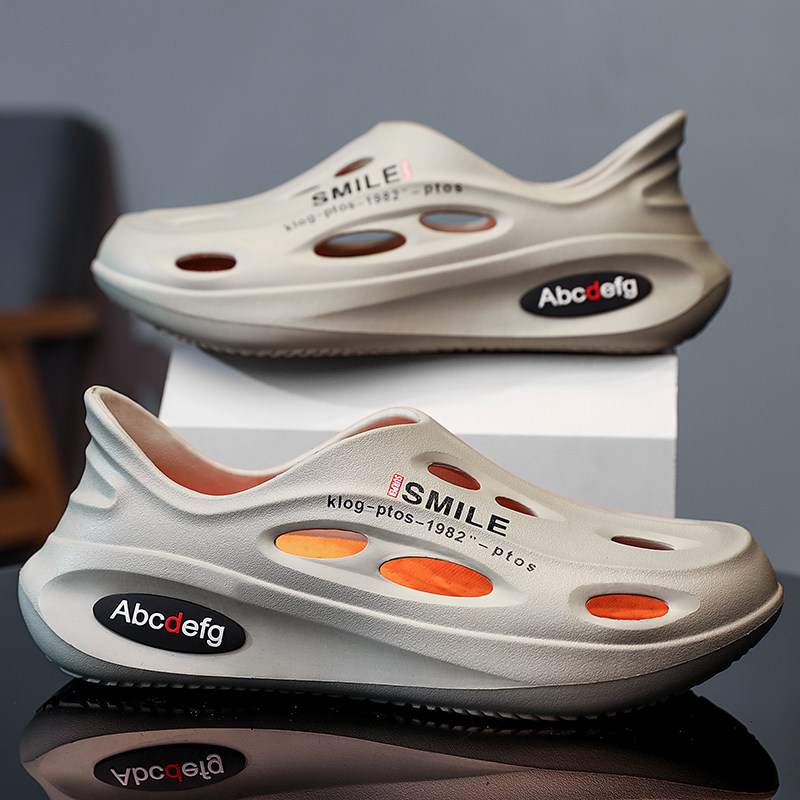 洞洞鞋男2026新款春季开车防滑室内厚底包头半拖凉鞋休闲沙滩拖鞋