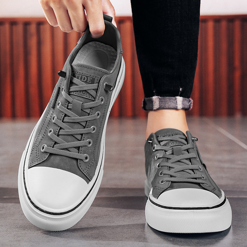 小众男鞋原创设计感秋季透气板鞋皮面运动休闲百搭2026新款帆布鞋,流行男鞋,单鞋,淘宝优惠券,粉丝福利购,淘宝优惠卷