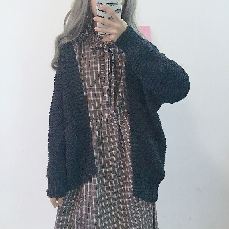 秋装女2018新款韩版学生可爱裙子中长款格子打底长袖小清新连衣裙