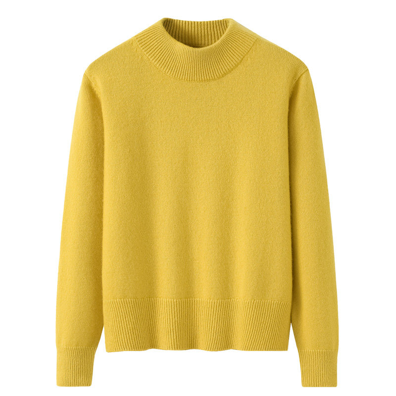 阿绒源100山羊绒短款女套衫内蒙古发货半高领黄色针织双股毛衣厚,女装/女士精品,羊绒衫,淘宝优惠券,粉丝福利购,淘宝优惠卷