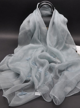 双层羊毛绣花钉珠婚庆礼服围巾