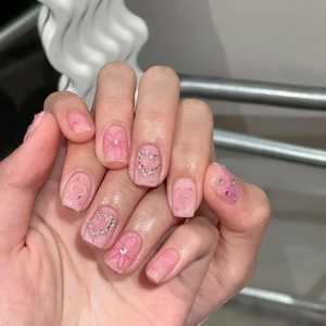 桃花岛/辣椒有点甜系列粉嫩少女心甜美风手工穿戴甲可爱创意美甲