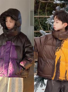 CHUYAO【温变感应.紫色.黄色】儿童冬连帽温变90白鸭绒羽绒服2514