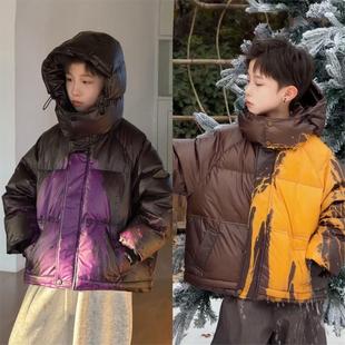 CHUYAO 儿童冬连帽温变90白鸭绒羽绒服2514 温变感应.紫色.黄色