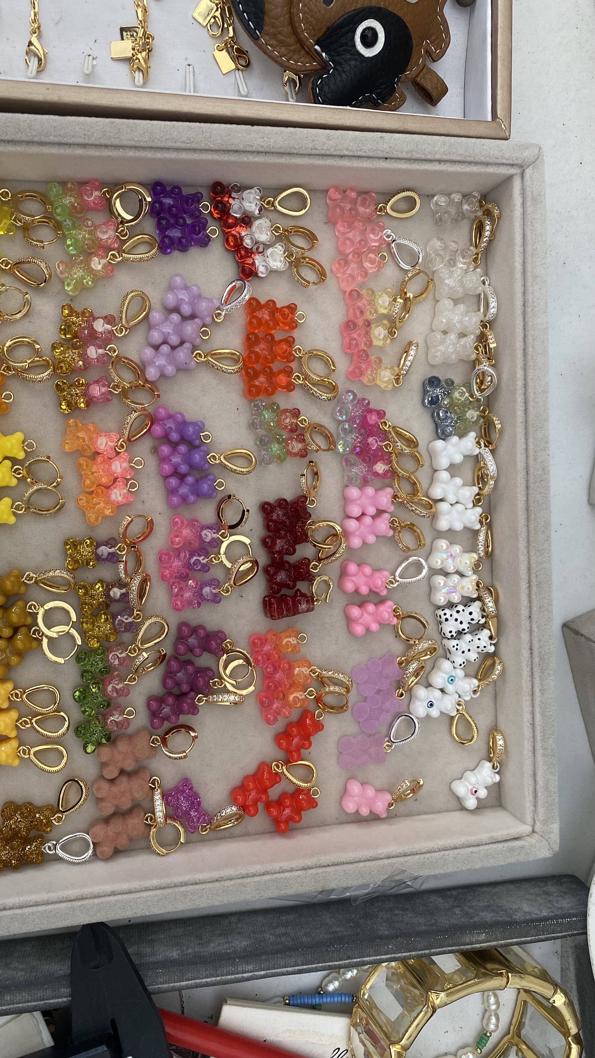 欧美外贸饰品软糖小熊CH项链坠耳环耳扣（要那个圈出来发客服）