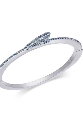 手镯 开口手镯银色KS白金色椭圆海洋风系列镶蓝色水晶个性