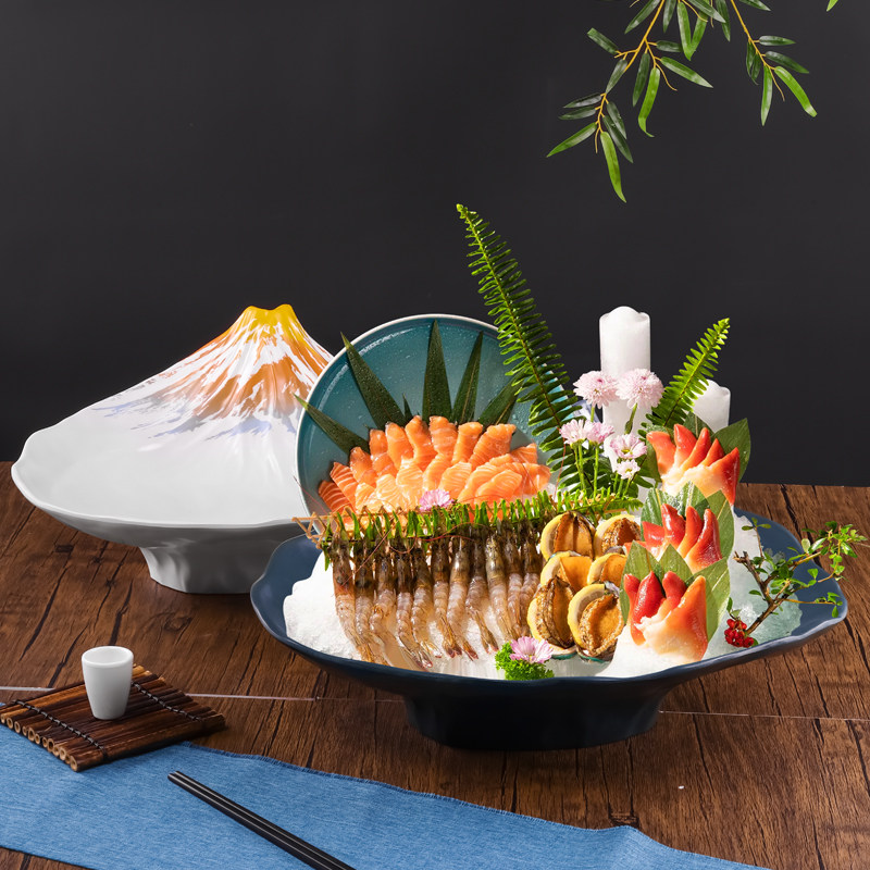 日式干冰盘创意餐具高端火锅店烤肉和牛海鲜拼盘三文鱼刺身盘密胺,餐饮具,盘,淘宝优惠券,粉丝福利购,淘宝优惠卷