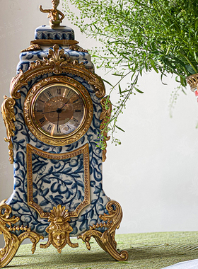 从今往后HomeDecor-CFSS391-法式黄铜青花瓷台钟